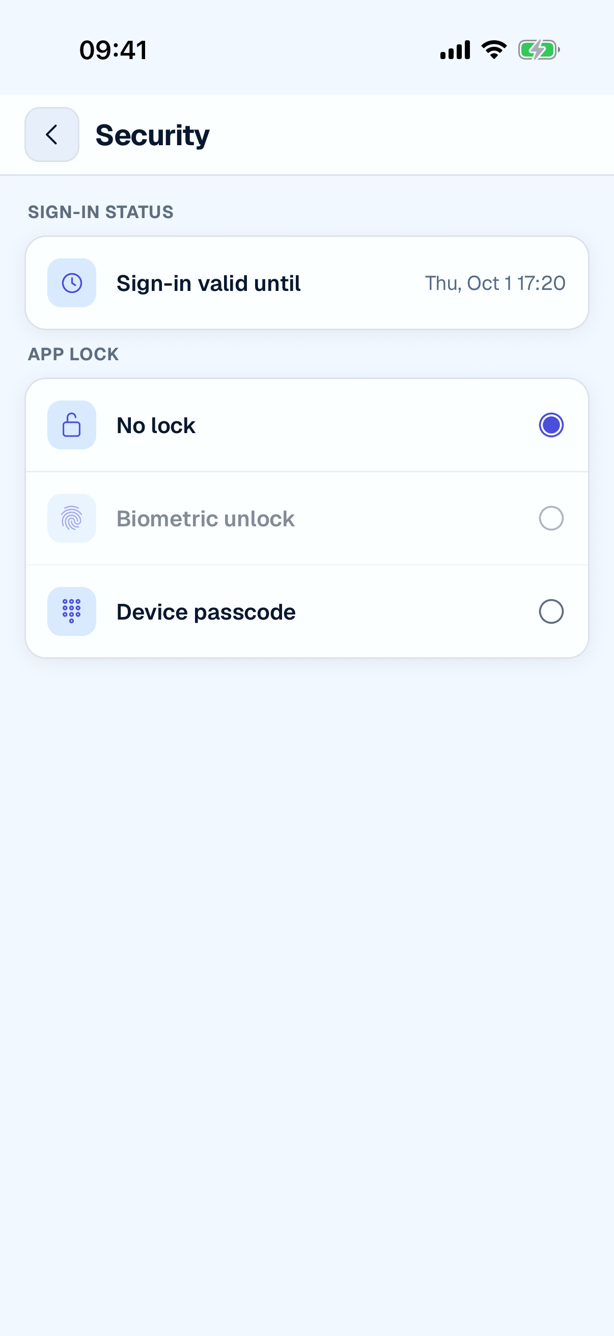 Security settings