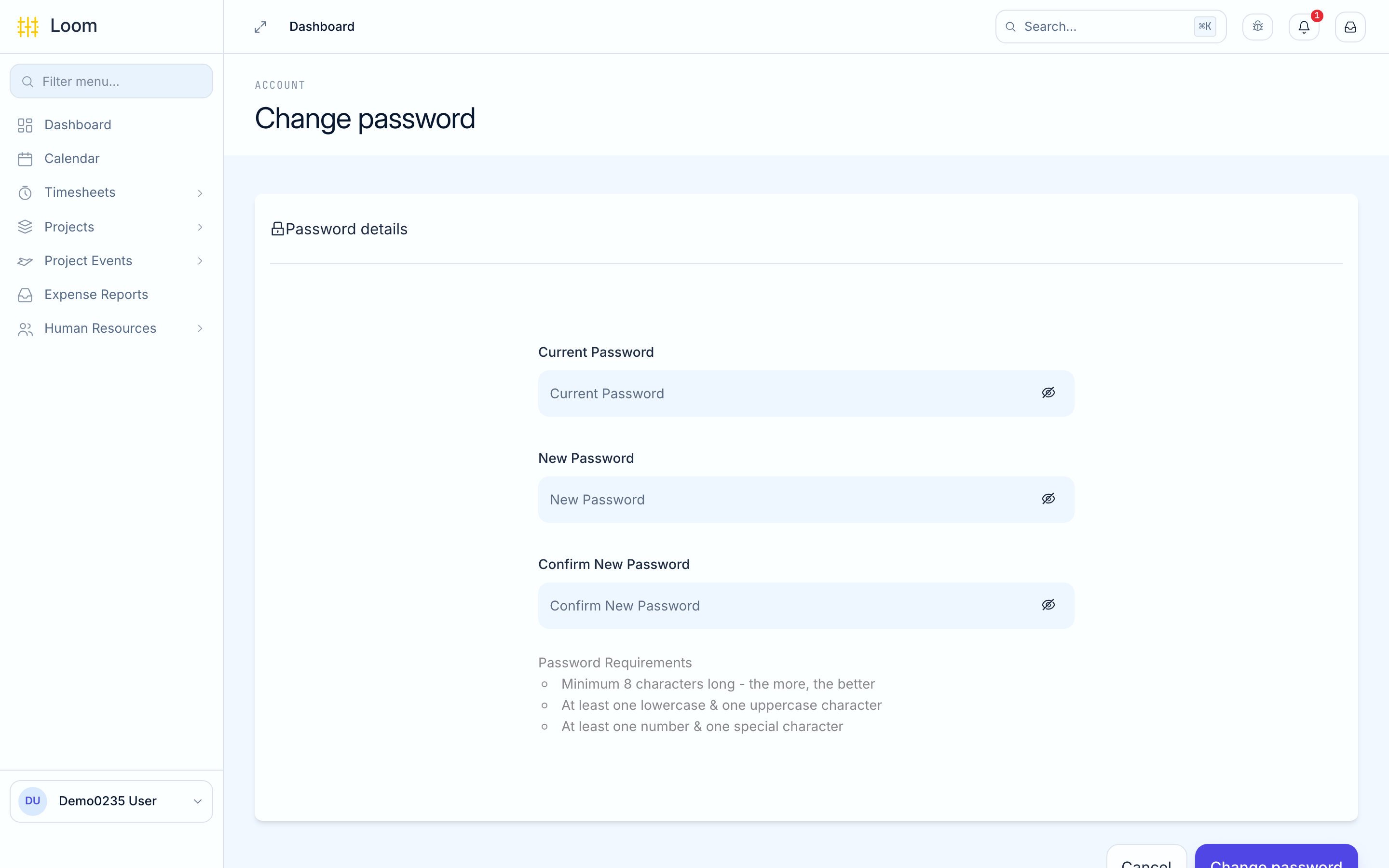 Changing your password
