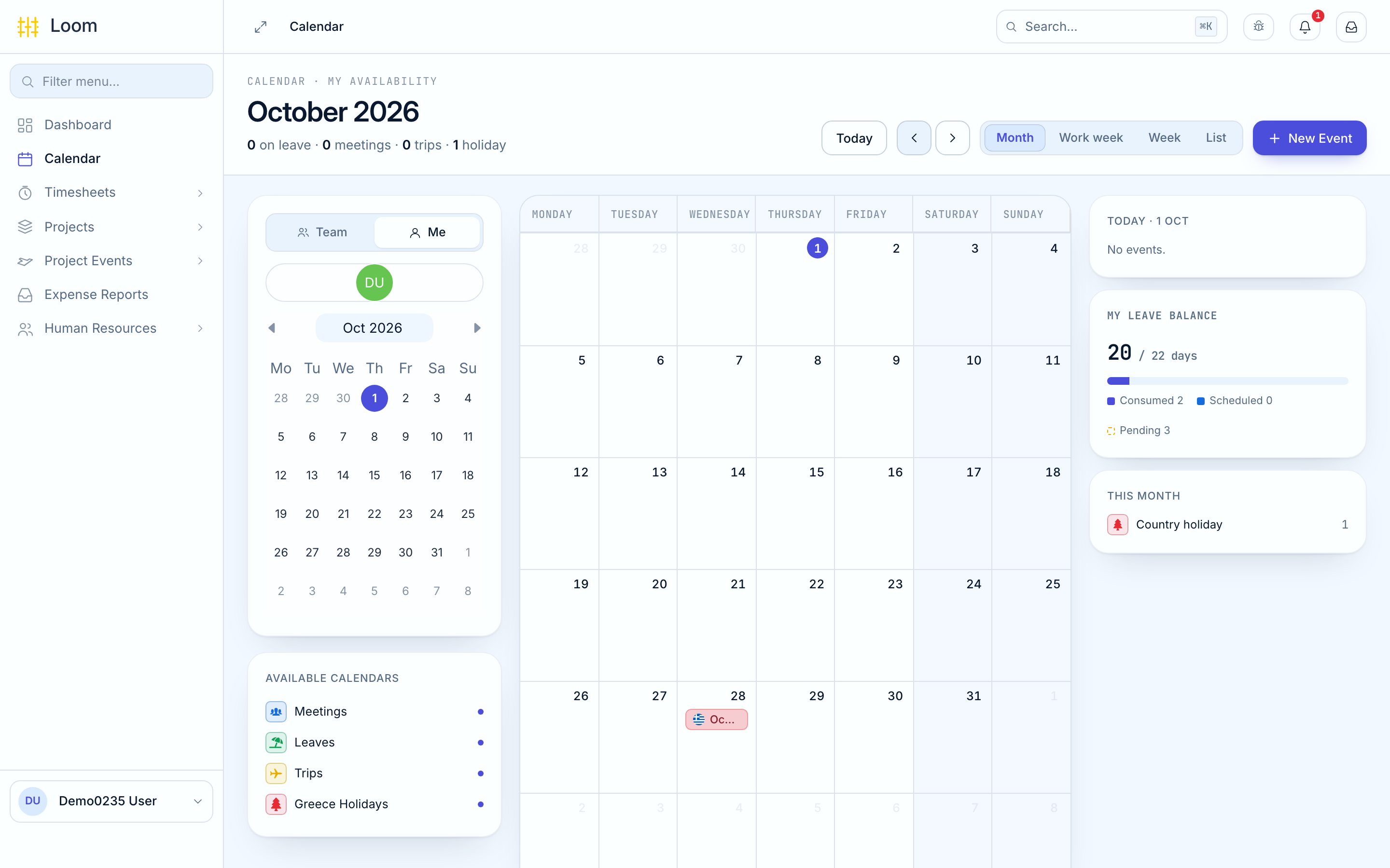 Public holiday in the calendar